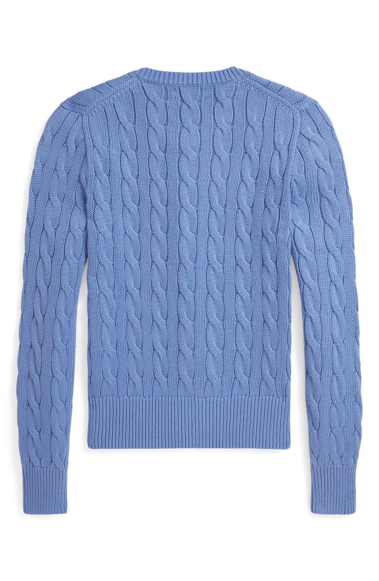Polo Ralph Lauren Cable Knit Cotton Crewneck Cardigan, Alternate, color, New Litchfield Blue