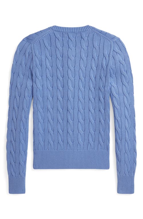 Polo Ralph Lauren Cable Knit Cotton Crewneck Cardigan In Blue