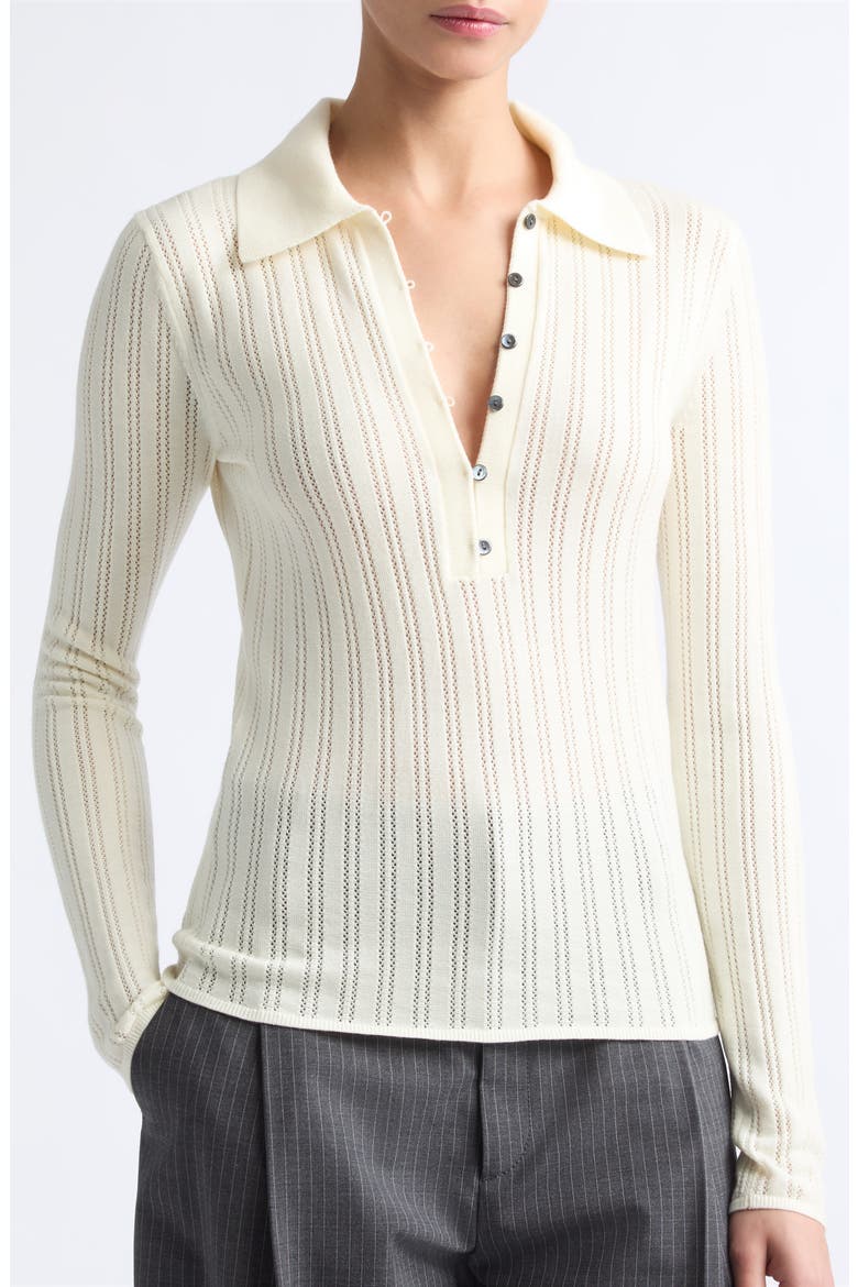 Thermal Merino Wool Polo, Alternate, color, IVORY