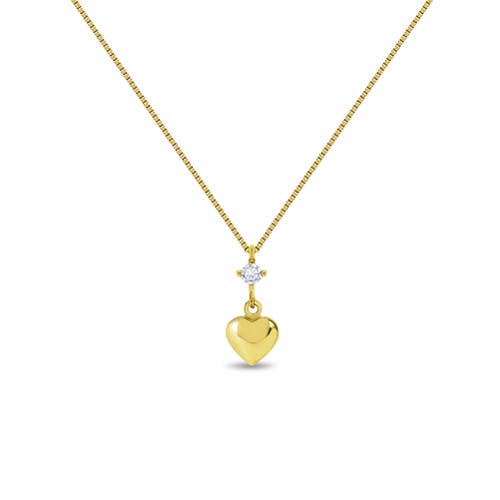 In Season Jewelry 14k CZ Heart Dangle Girls Necklace in Gold at Nordstrom, Size 16