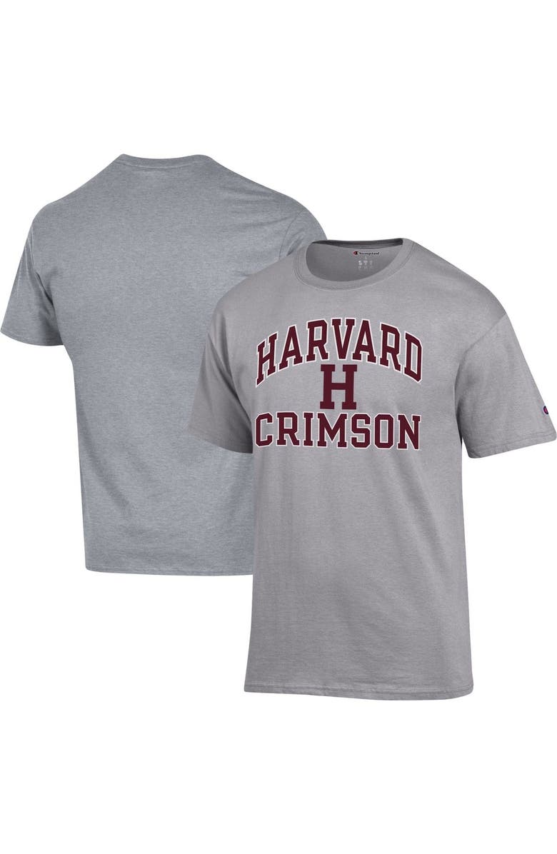 Champion Men's Champion Heather Gray Harvard Crimson High Motor T-Shirt, Alternate, color, 