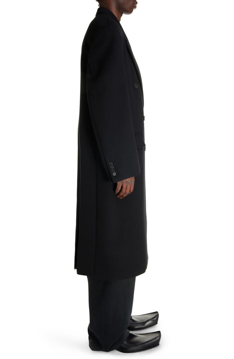 Balenciaga Double Breasted Wool Topcoat, Alternate, color, Black