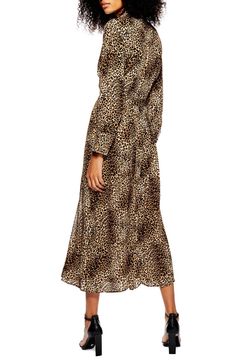 Print Pleated Shirtdress, Alternate, color, BROWN MULTI