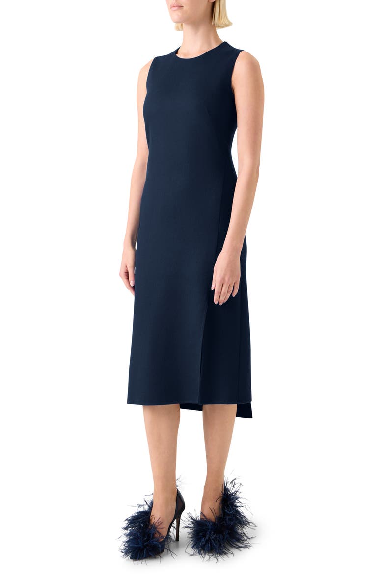 Double Face Wool Flannel Sheath Dress, Alternate, color, NAVY