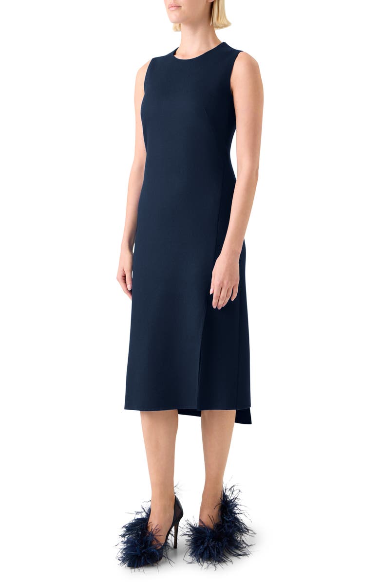 Akris Double Face Wool Flannel Sheath Dress, Alternate, color, Navy