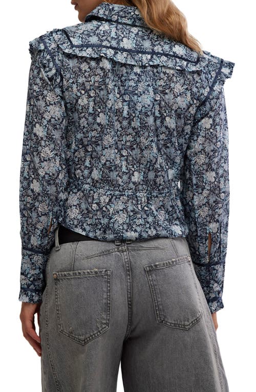 Free People Printed Daybreak Blouse In Chambray Combo