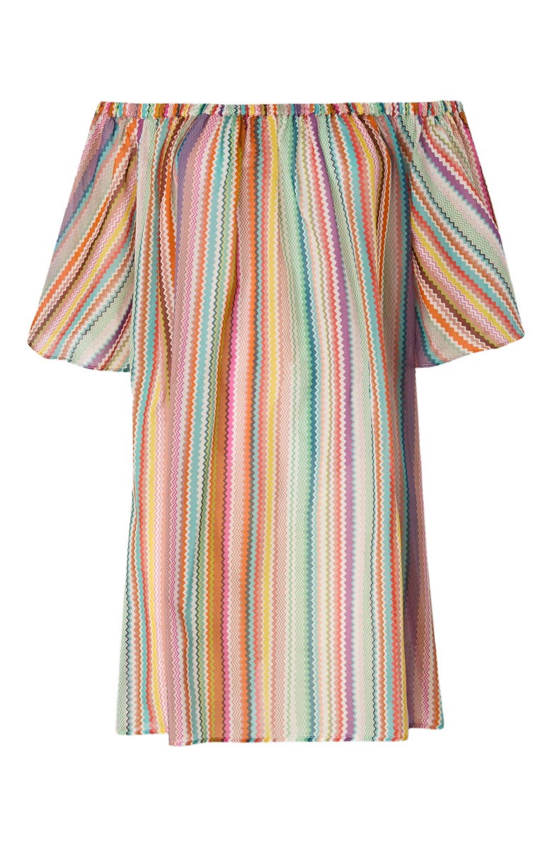 Missoni Short Cover-up In Cotton And Silk With Zigzag Pattern, Alternate, color, Multicoloured