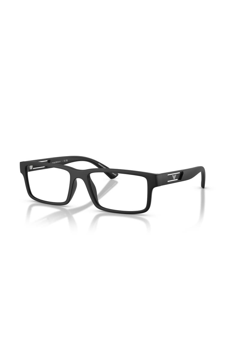 Emporio Armani 55mm Rectangle optical glasses, Main, color, Solid Black