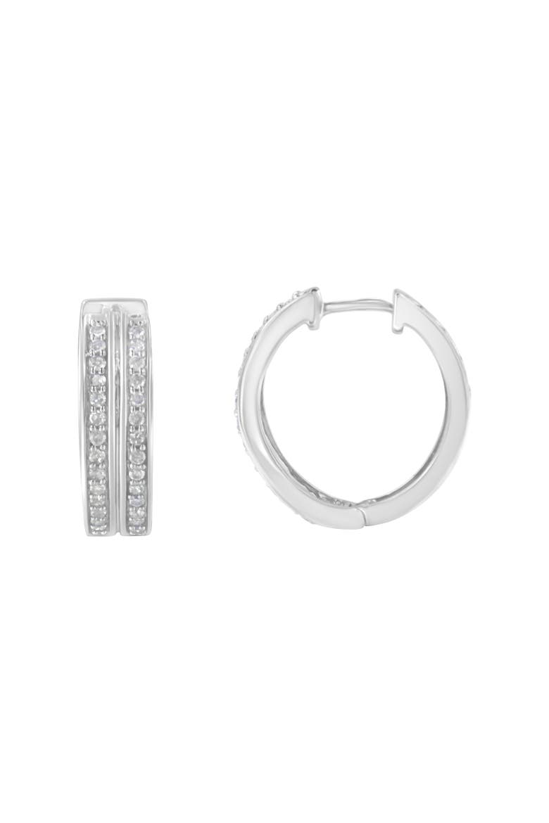 10K White Gold Diamond Hoop Earring, Alternate, color, White