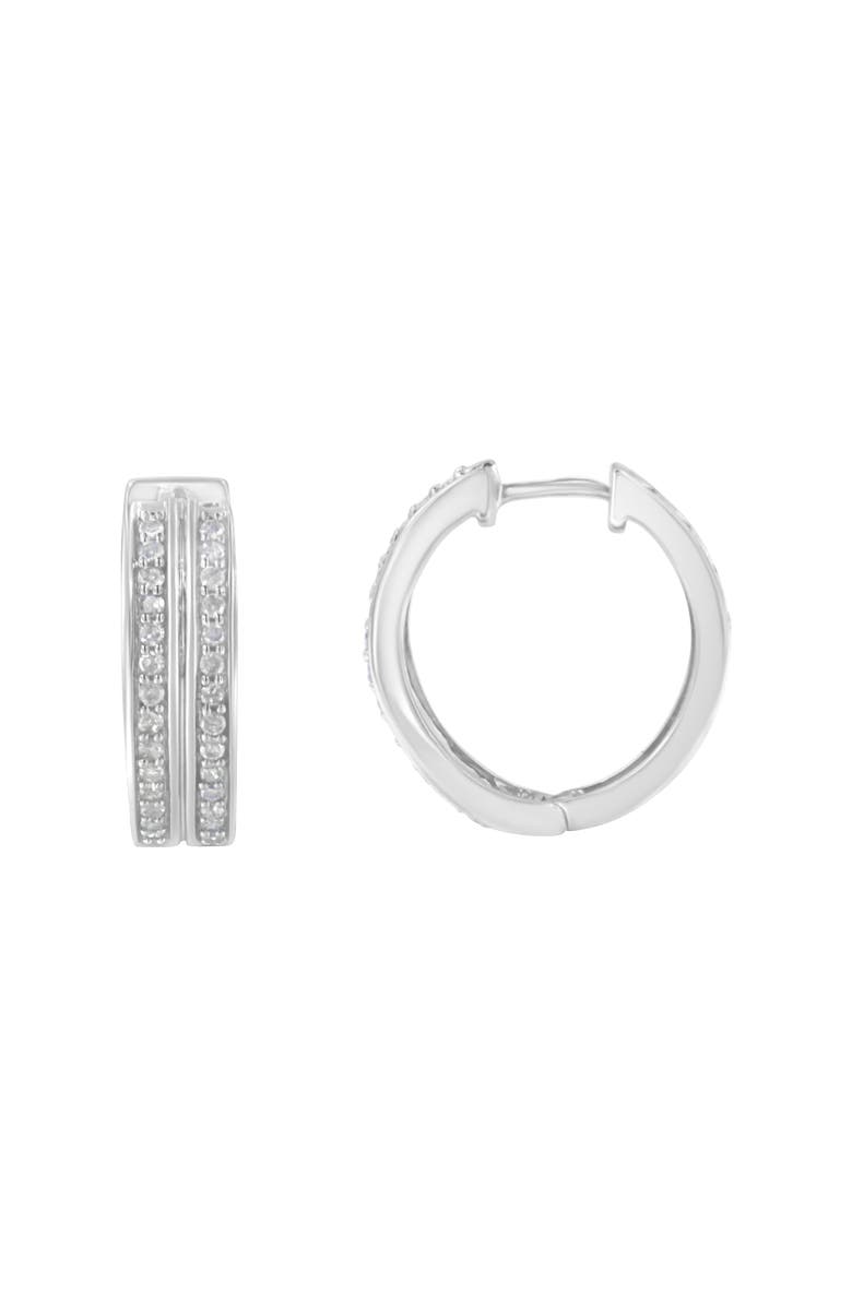 Haus of Brilliance 10K White Gold Diamond Hoop Earring, Alternate, color, White