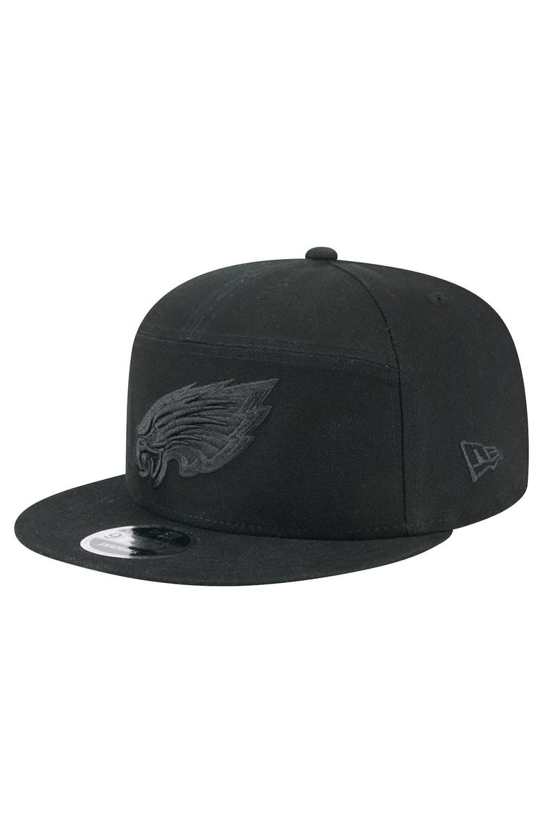 New Era Men's New Era Black Philadelphia Eagles Adventure Canvas Split Panel 9FIFTY Snapback Hat, Main, color, 