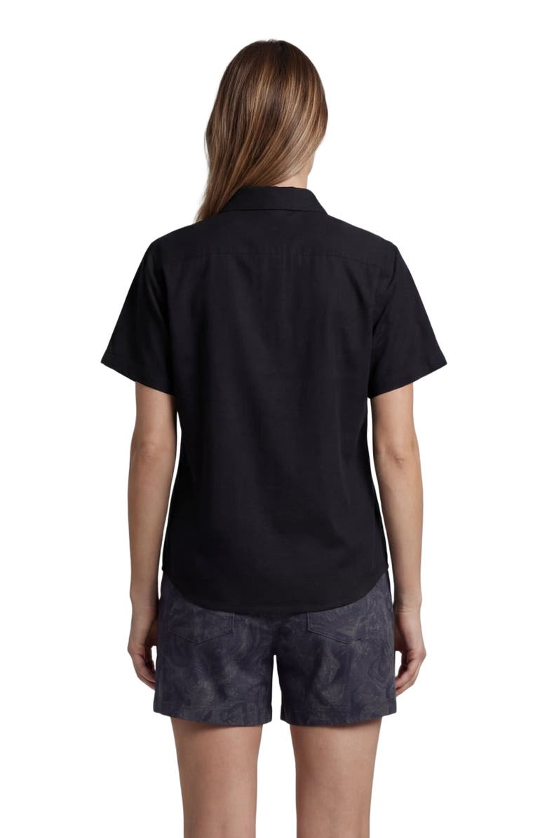 Lords of Harlech Womens Short Sleeve Linen Shirt, Alternate, color, Black