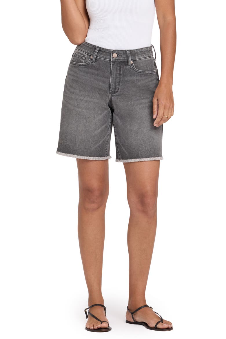 Naomi Relaxed Raw Hem Denim Shorts, Main, color, DUSTY ASH