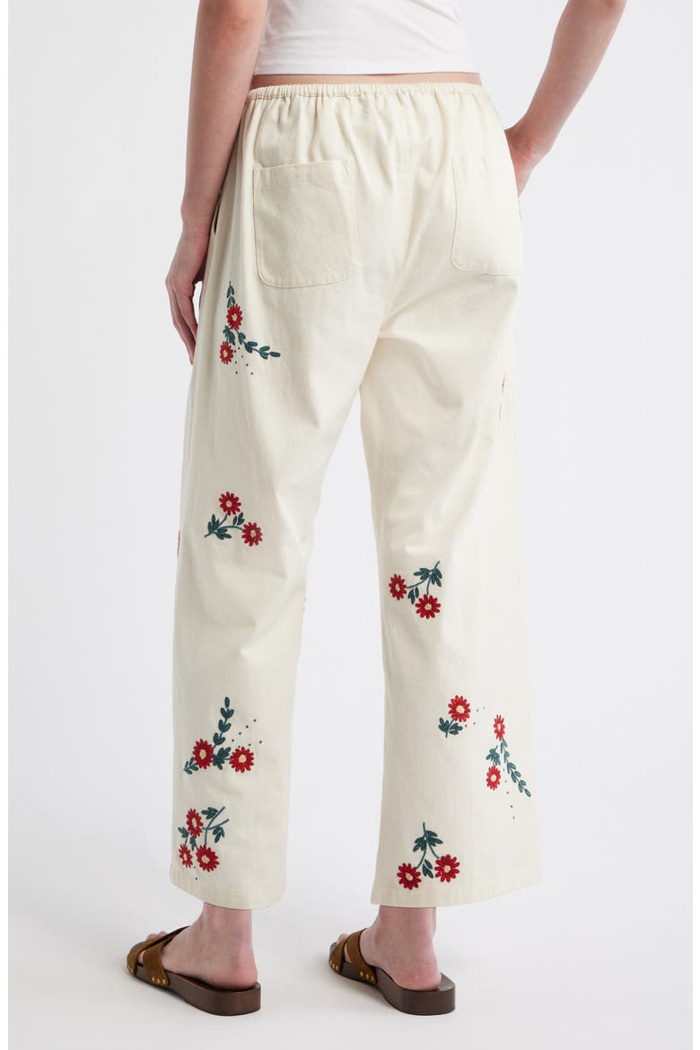 The Easy Pant Embroidered Floral Cotton Crop Pants, Alternate, color, NATURAL FIELD FLORAL