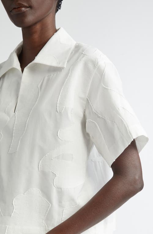 Lafayette 148 Cropped Burnout Boxy Blouse In White