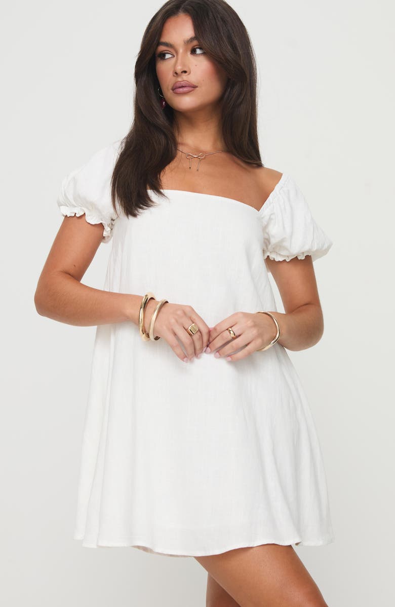 Princess Polly Puff Sleeve Linen Blend Minidress, Alternate, color, 