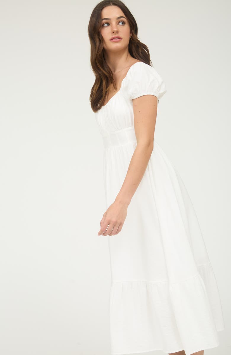 Blu Pepper Cap Sleeve Empire Waist Midi Dress, Alternate, color, White