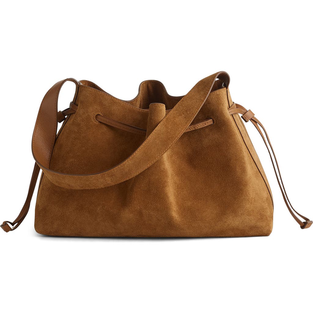 Madewell The Suede Drawstring Shoulder Bag In Brown