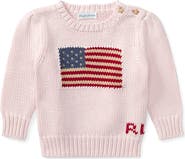 Ralph Lauren Intarsia Flag Cotton Graphic Sweater
