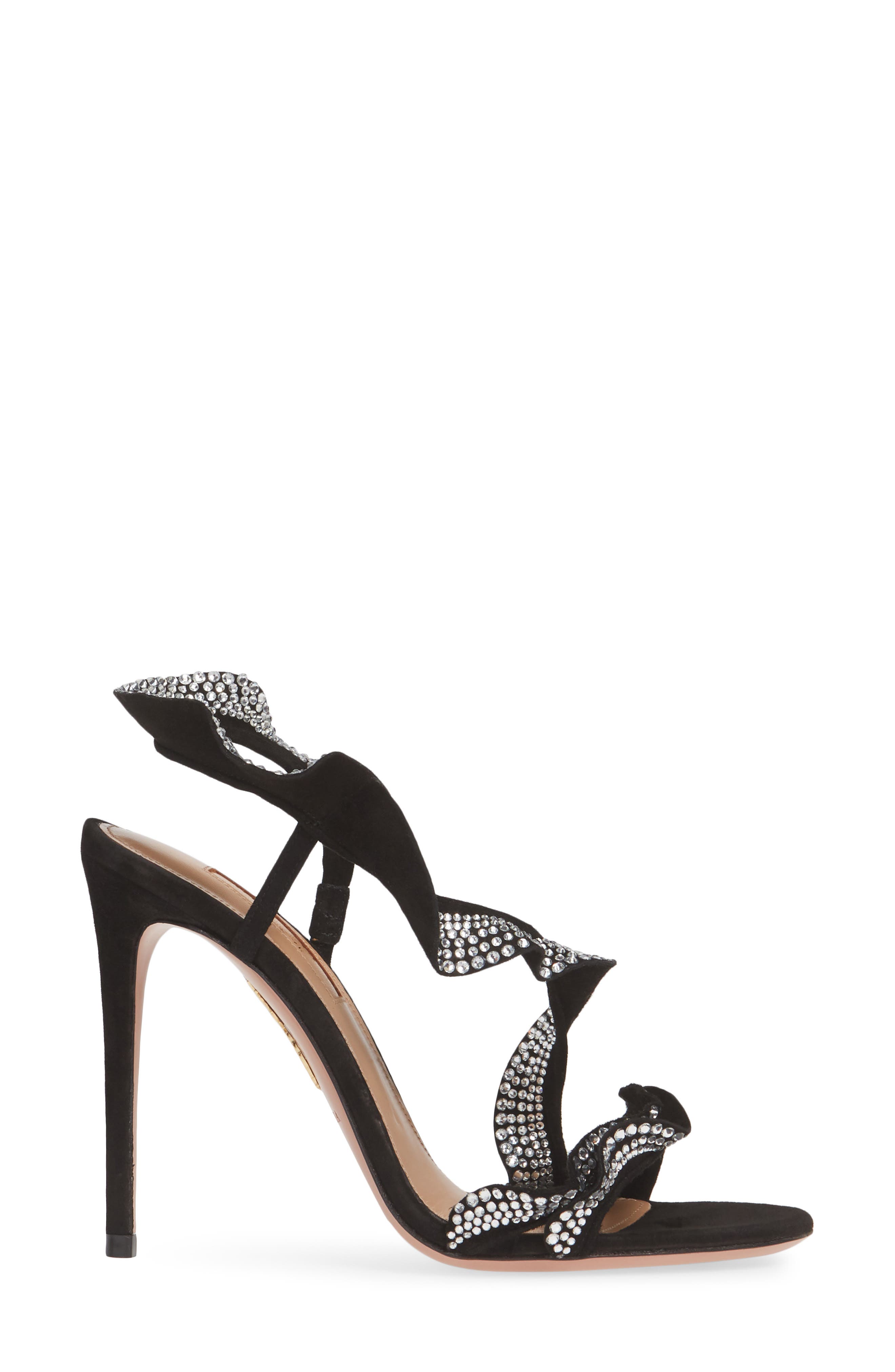 Aquazzura Crystal Ruffle Slingback Sandal, Alternate, color, 
