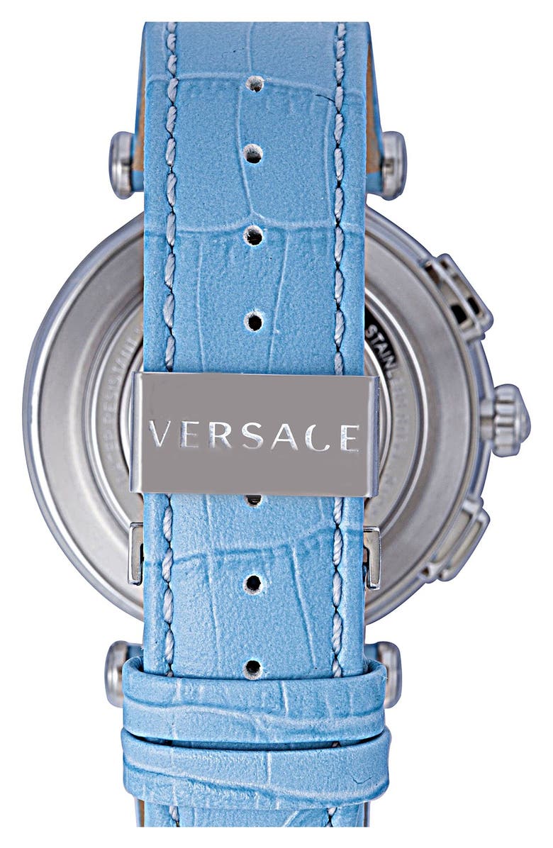 Versace 'V-Race Precious' Chronograph Leather Strap Watch, 42mm, Alternate, color,