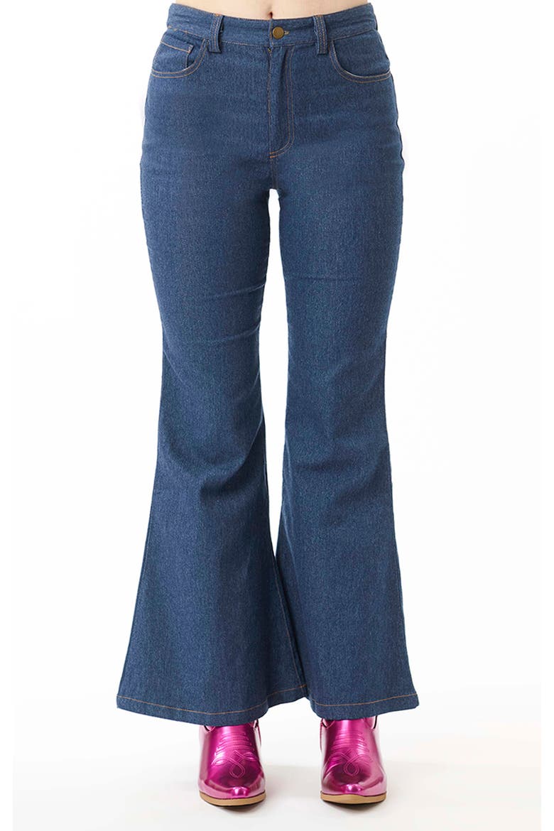 High Rise Flare Jeans, Alternate, color, Blue Denim