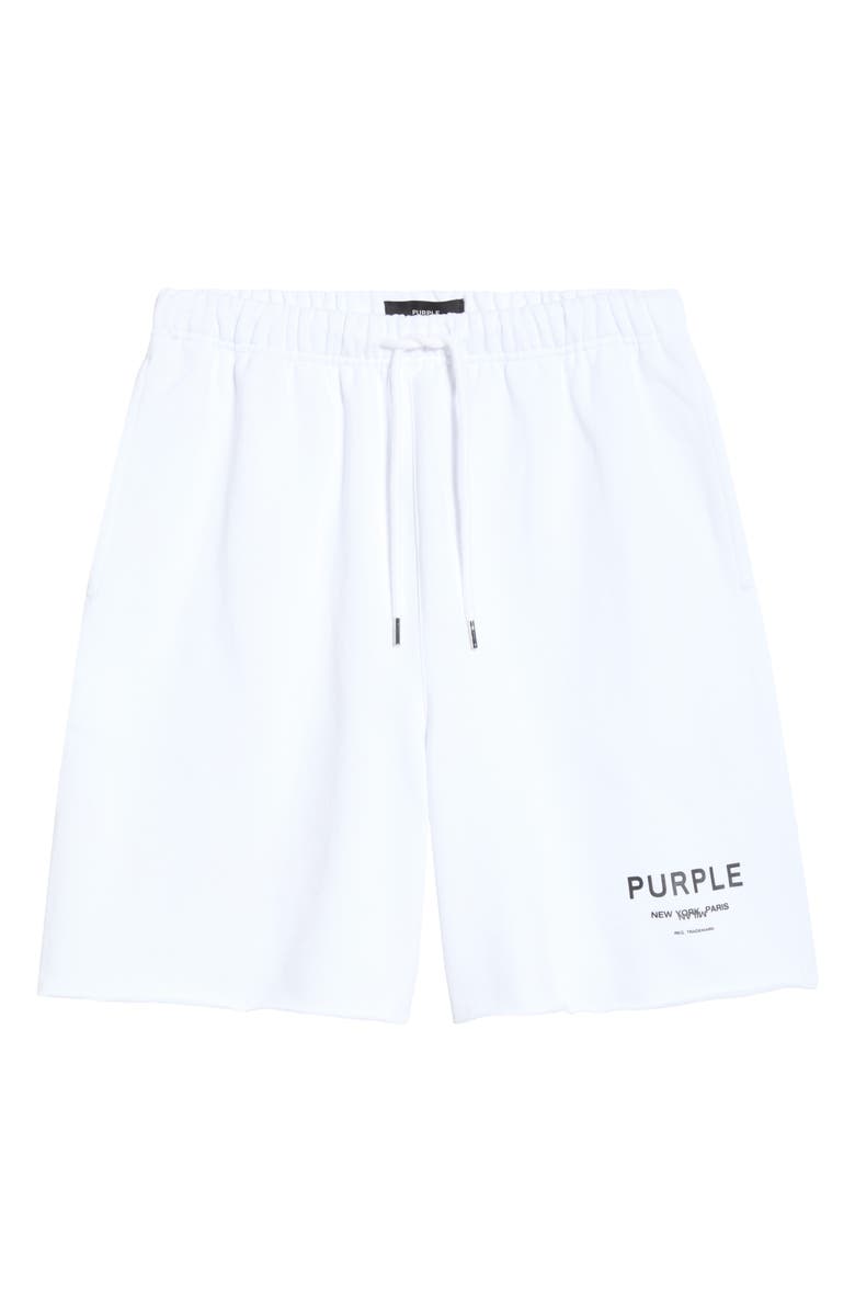 PURPLE BRAND Signature Midweight Fleece Sweat Shorts, Alternate, color, White