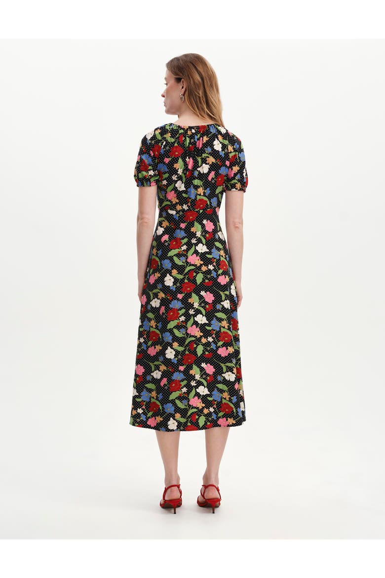 Jada Puff Sleeve Midi Dress, Alternate, color, Black Floral