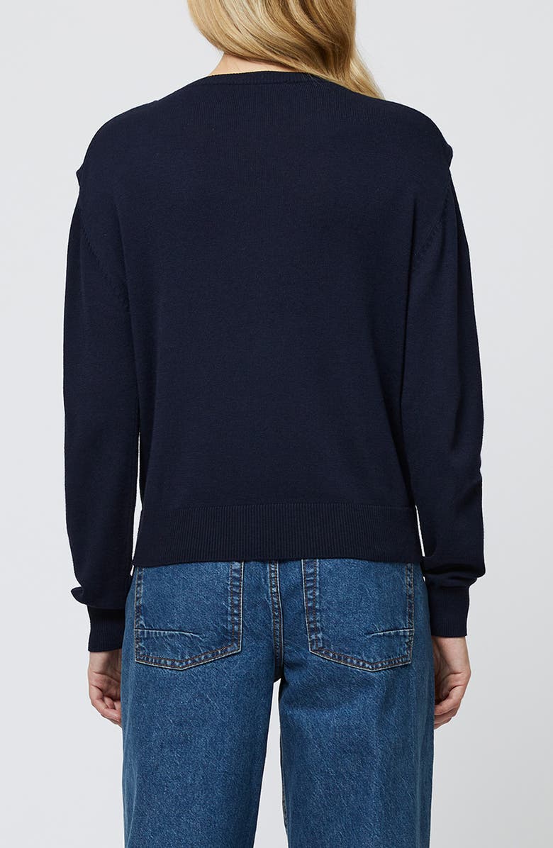 French Connection Scarf Accent Crewneck Sweater, Alternate, color, Marine