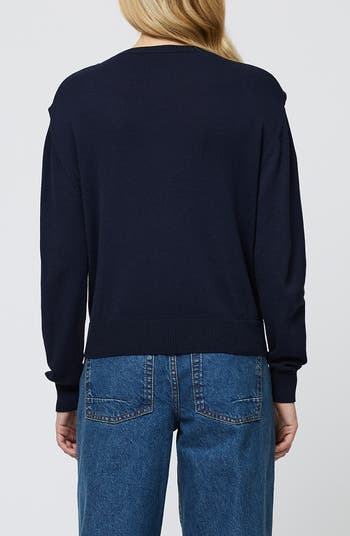 Scarf Accent Crewneck Sweater