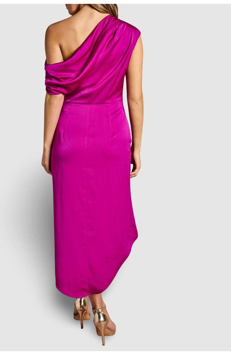 Coast Satin One Shoulder Midi Dress, Alternate, color, Dark Pink