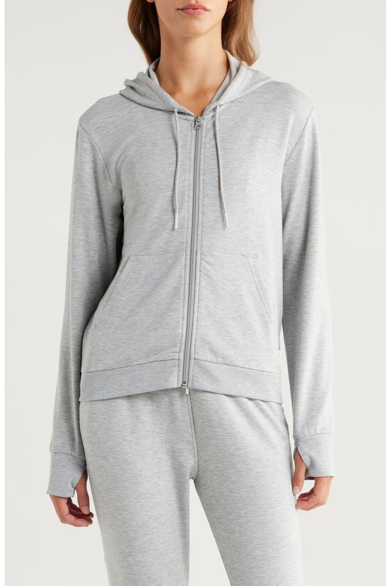 Lightweight Fleece Zip-Up Hoodie, Alternate, color, LIGHT HEATHER GREY