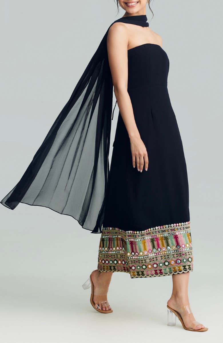 holiCHIC Sierra Strapless Midi Dress, Alternate, color, Black