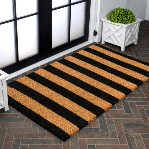 Jonathan Y Peater Classic Casual Commerical Natural Coir Indoor/outdoor Mat In Black