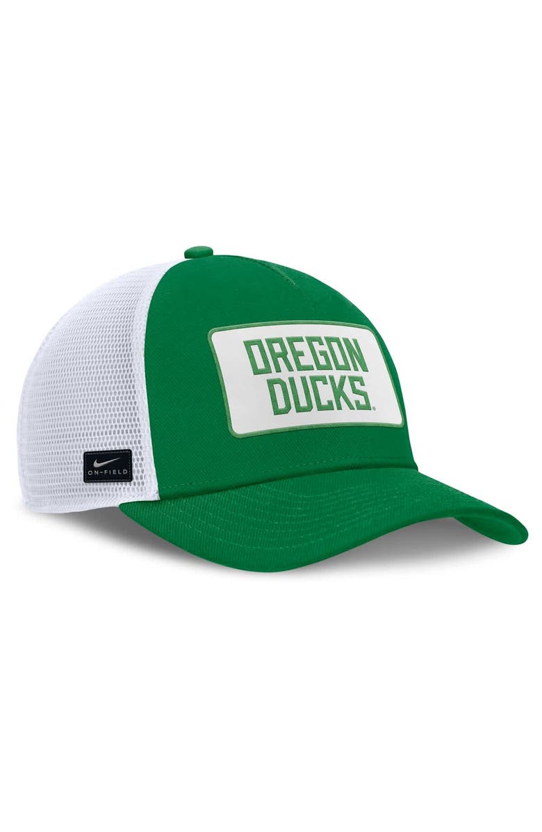 Nike Men's Nike Green/White Oregon Ducks 2025 On-Field Rise Patch Trucker Adjustable Hat, Alternate, color,