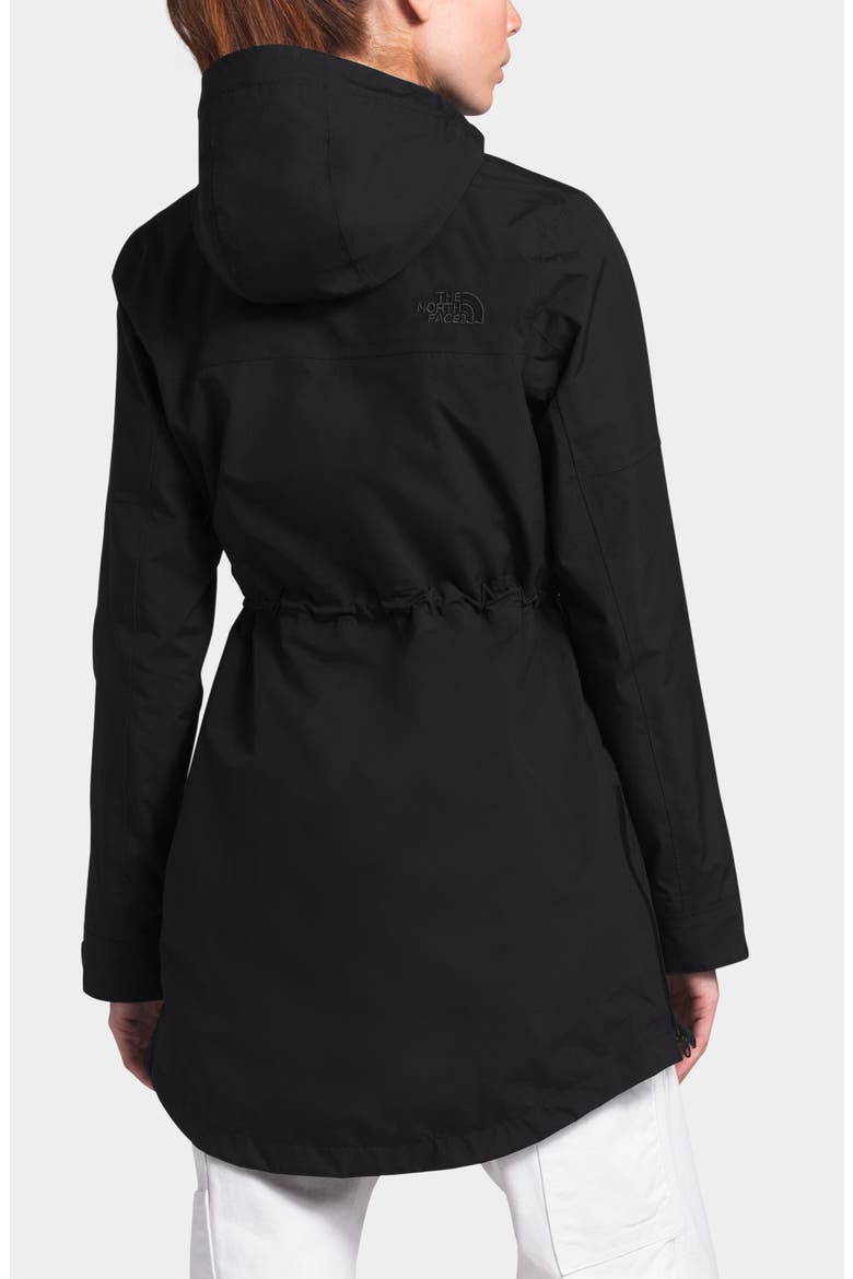 Metroview Trench Water Repellent & Windproof Rain Coat, Alternate, color, BLACK