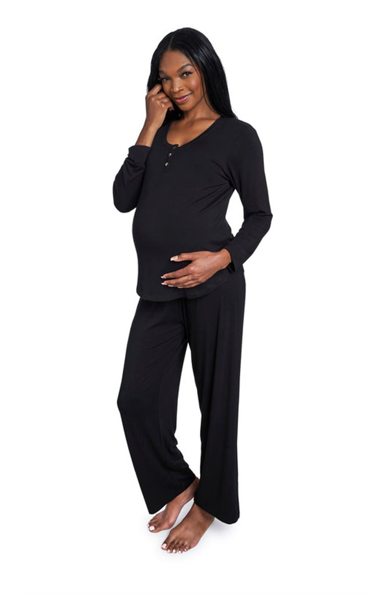 Everly Grey Laina During & After 2-Piece Maternity/Nursing Sleep Set, Main, color, Black