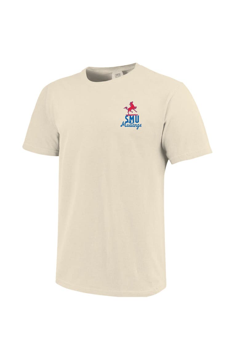 Men's Cream SMU Mustangs Comfort Colors Mascot Overlay T-Shirt, Alternate, color, Cream