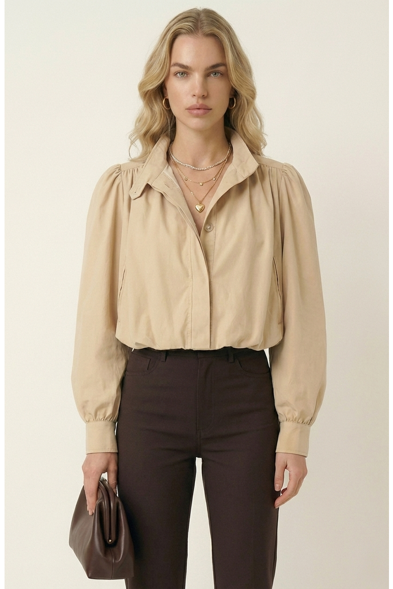 Soft Cropped Point Collar Jacket, Alternate, color, Tan