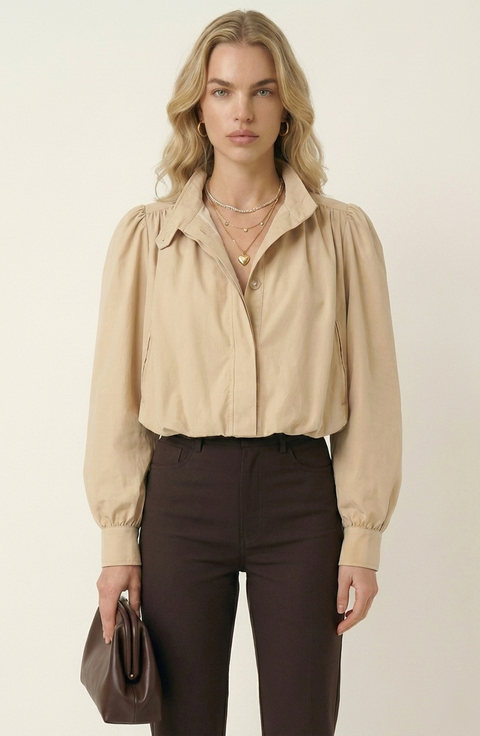 Soft Cropped Point Collar Jacket