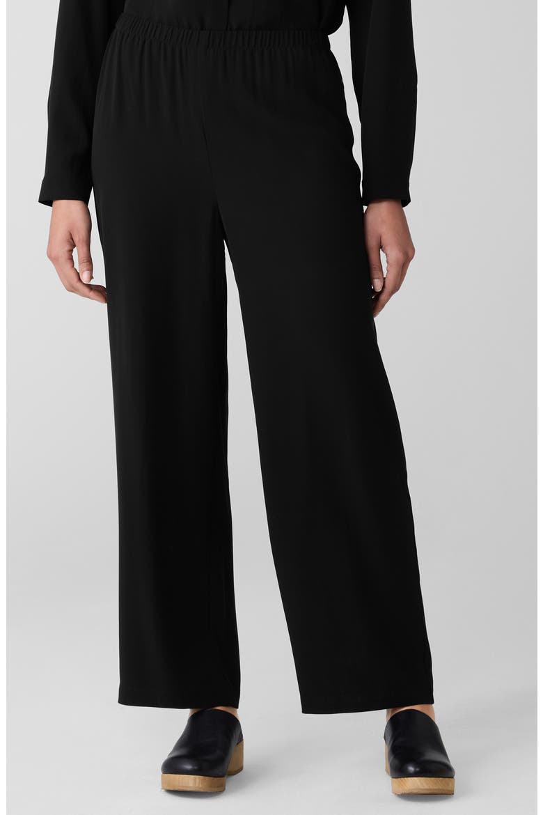 Ankle Wide Leg Silk Pants, Main, color, BLACK