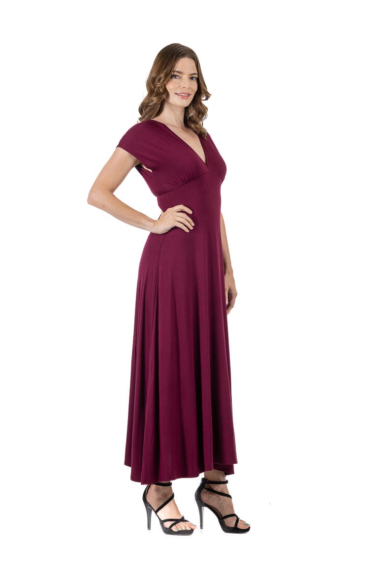 V-Neck Sleeveless Maxi Dress with Belt, Alternate, color, Wine