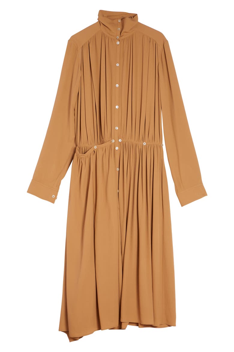 Asymmetric Long Sleeve Apron Dress, Alternate, color, CARAMEL 413