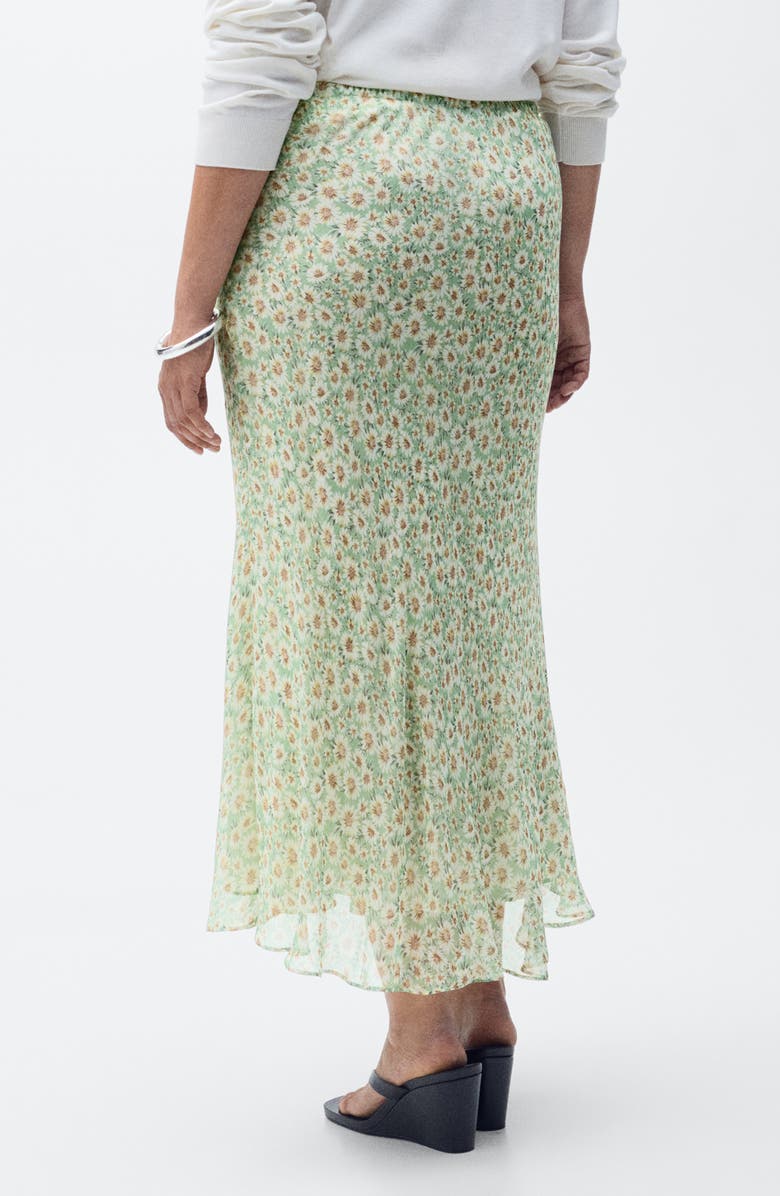 MANGO Belle Floral Chiffon Midi Skirt, Alternate, color, Pastel Green