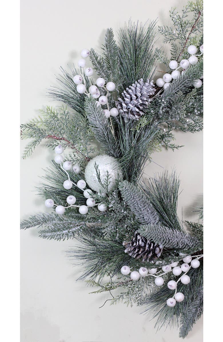 Northlight Frosted Mixed Pine and Pine Cone Artificial Christmas Wreath, 24-inch, Unlit, Alternate, color, Green