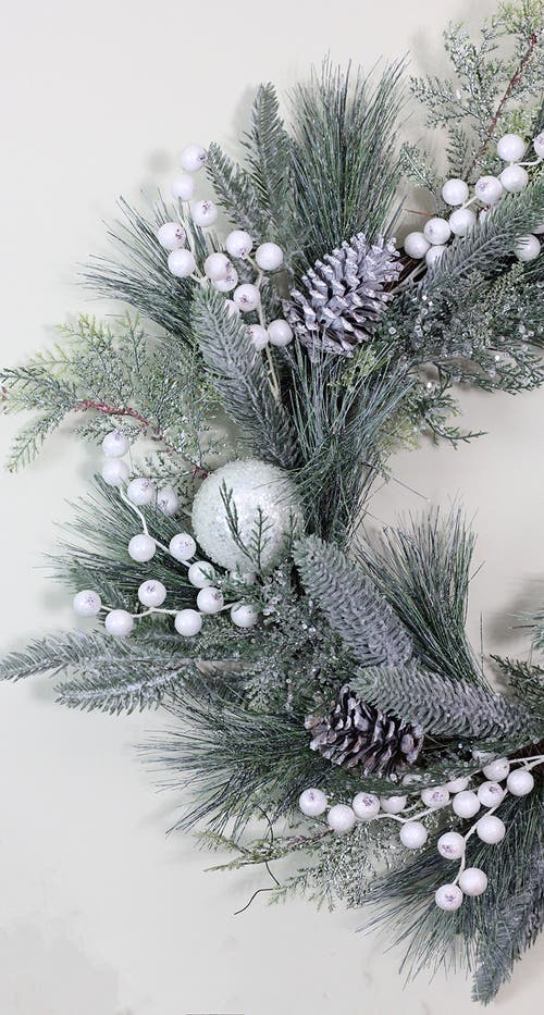 Northlight Frosted Mixed Pine And Pine Cone Artificial Christmas Wreath, 24-inch, Unlit In Green