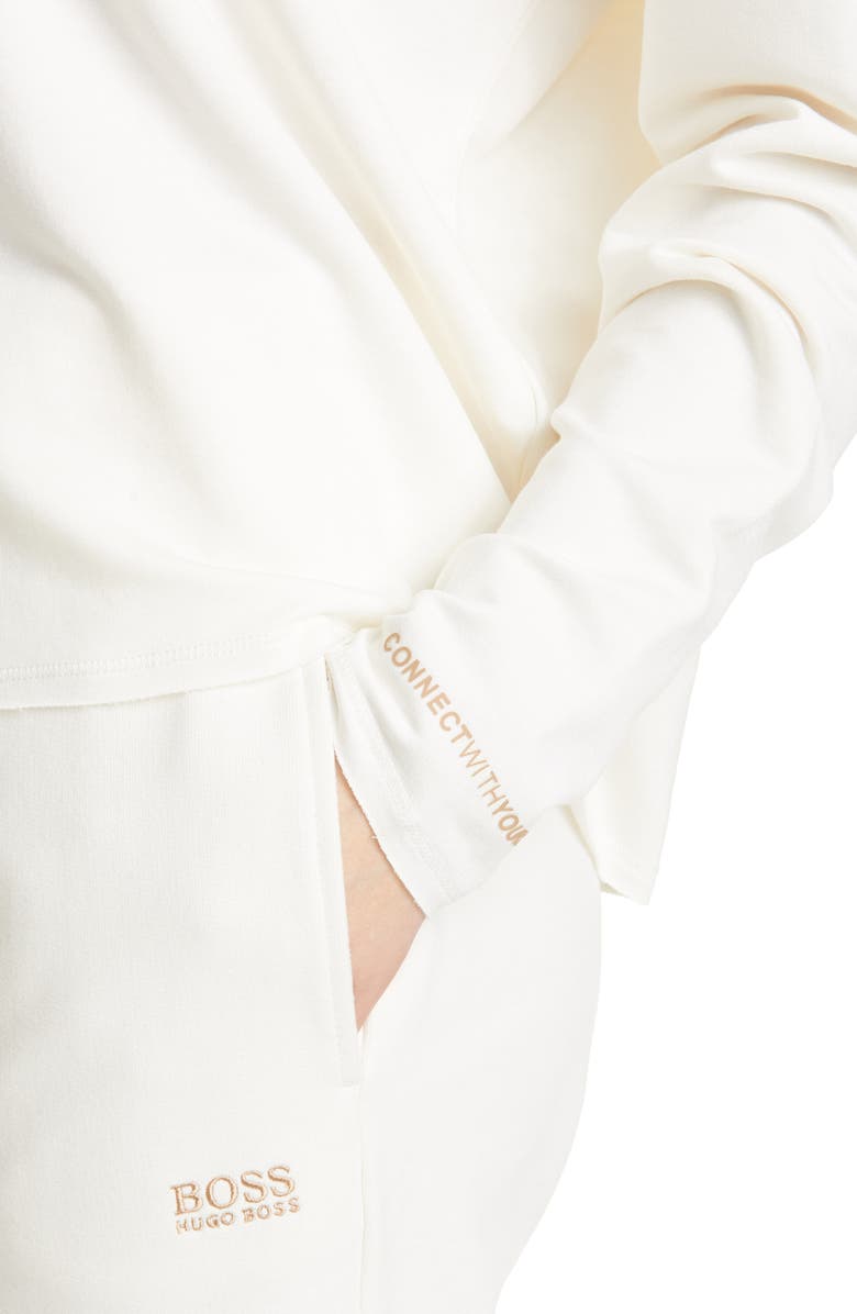 BOSS Elina Active Relaxed Fit Sweatshirt, Alternate, color, Soft Cream