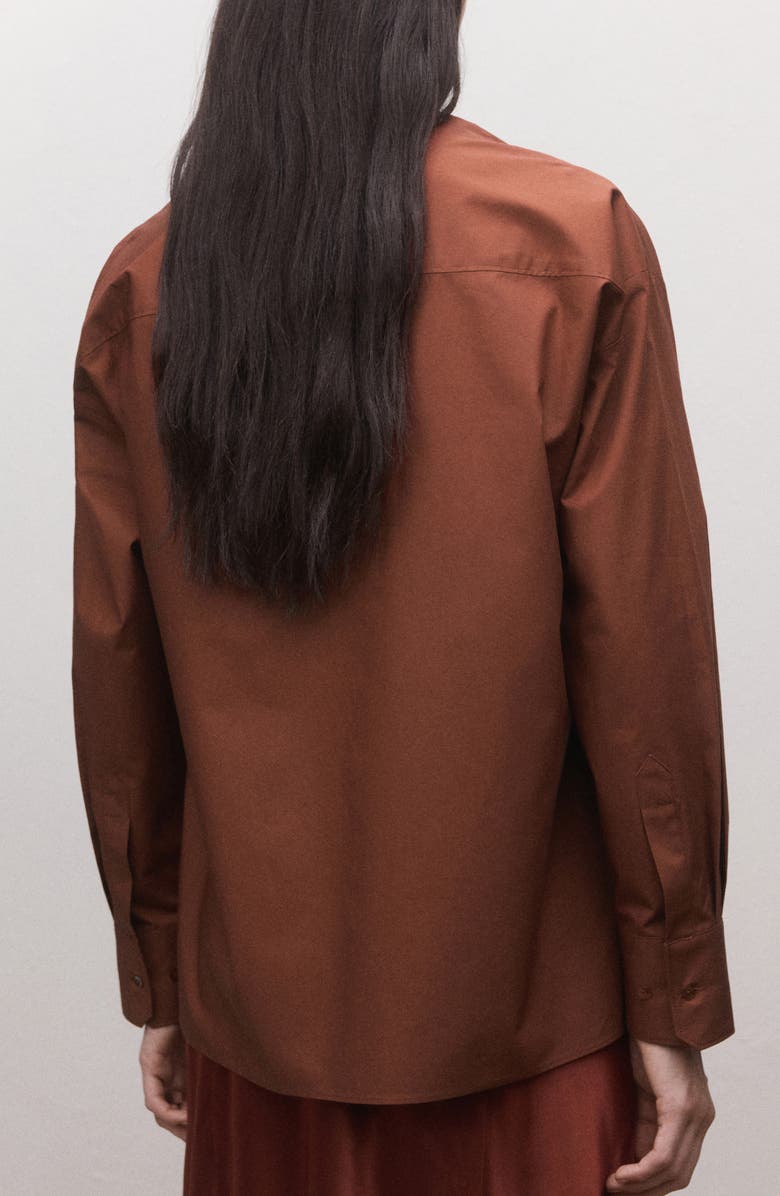 MANGO Oversize Faux Wrap Cotton Button-Up Shirt, Alternate, color, 