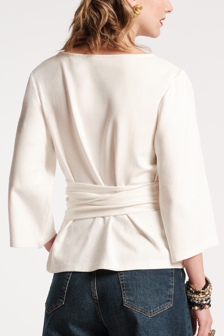 Whitney Wrap Top Solid Viscose Blend Viscose Blend, Alternate, color, Oyster
