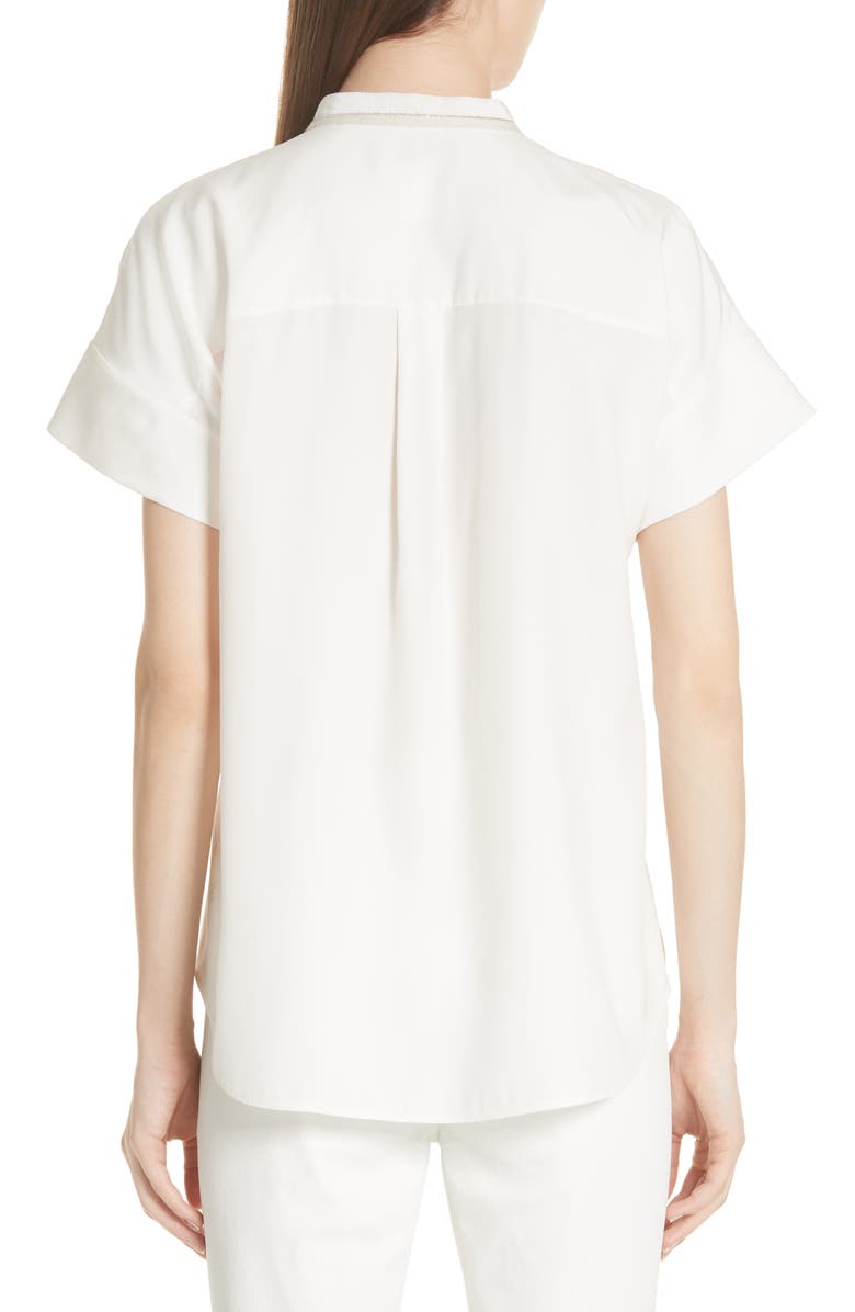Lafayette 148 New York Camilla Silk Matte Blouse, Alternate, color, Cloud